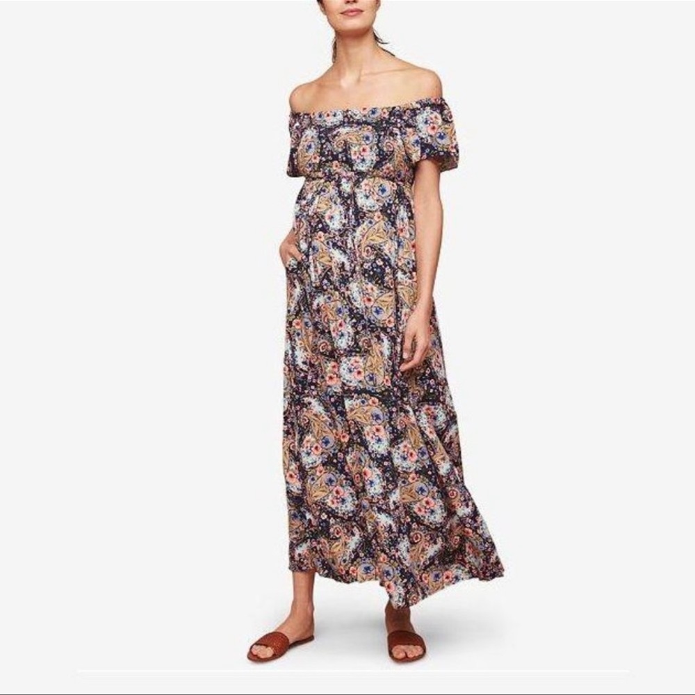 Jessica Simpson Maternity cottage core floral smocked maxi dress